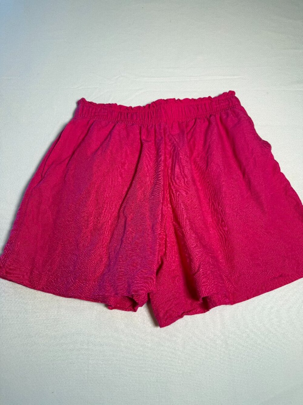 H&M Women's Pink Linen Blend Pull-on Shorts Elastic Waist with Pockets Size S